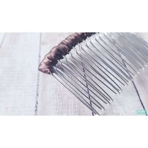 3.5 - Dark Brown Satin Wrapped Comb - Veil Combs - Drop Veil Combs - –  Something Ivy
