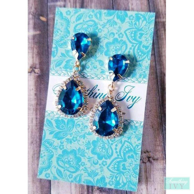 Aqua Blue op Earrings Dangle Drop Earrings Something Ivy