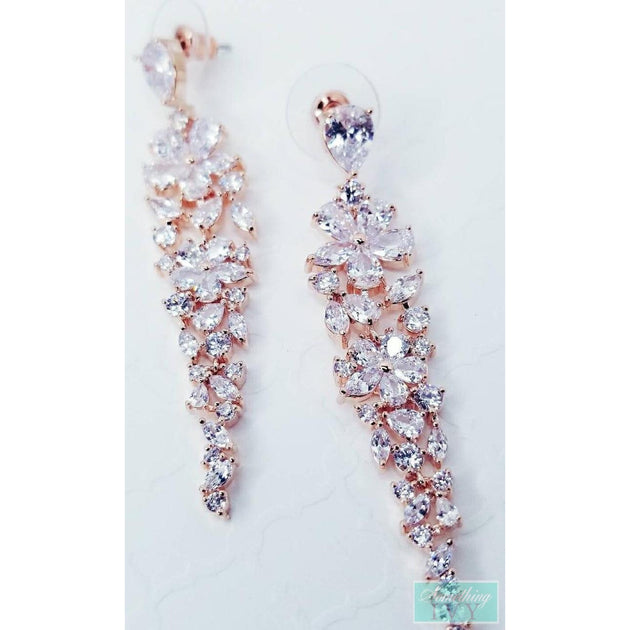 Rose Gold Chandelier Earrings Rose Gold Chandelier Earrings Rose Gold  Rhinestone Earrings