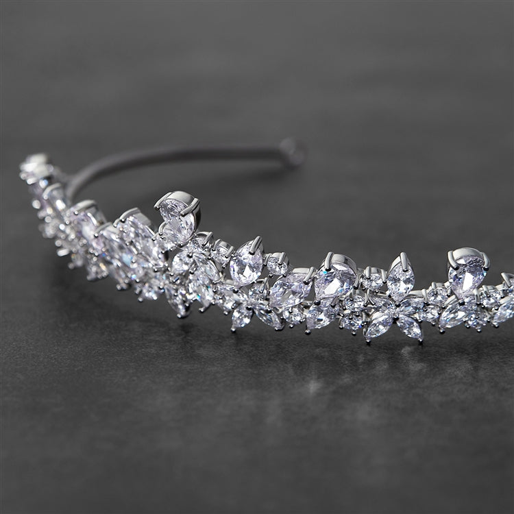 3390 Cubic Zirconia Silver Crowns Wedding Tiara Headband for Bride Silver Cubic Zirconia Bridal Tiara – Elegant Wedding  main image 2