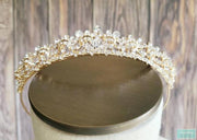 1" Crystal Gold Tiara with Clear Stones-Something Ivy