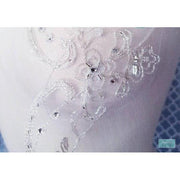 108" L - Cathedral Silver Embroidered Beaded Scallop Edge - Silver Beads, Opaque Sequins, Beads - Scallop Edge-Something Ivy