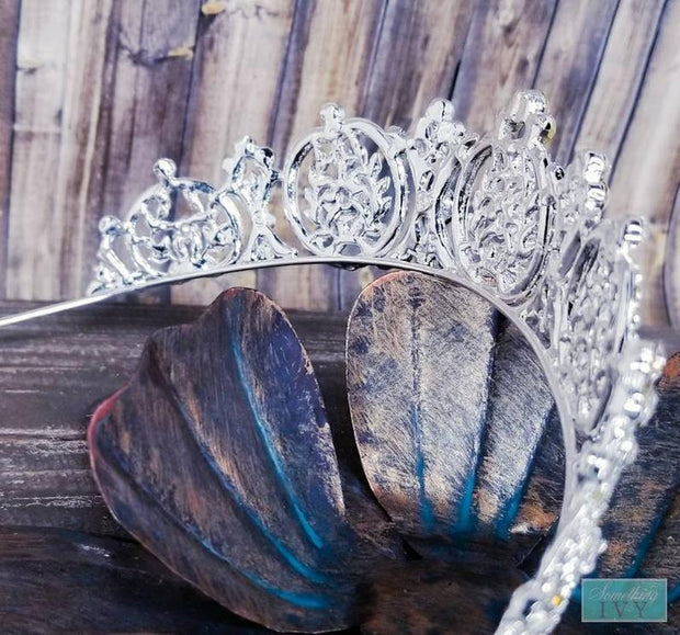 1.25" Silver Tiara Quince Crown- Pageant Crown - Silver Wedding Crown-Something Ivy