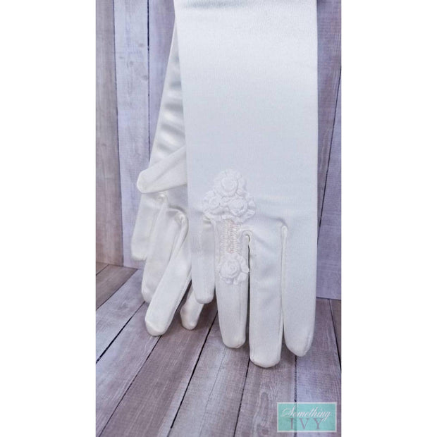18" - Ring Finger Opening - Opera Gloves Satin - Formal Wear Gloves - Costume Gloves - Satin Gloves - Bridal Satin Gloves - Debutante-Something Ivy