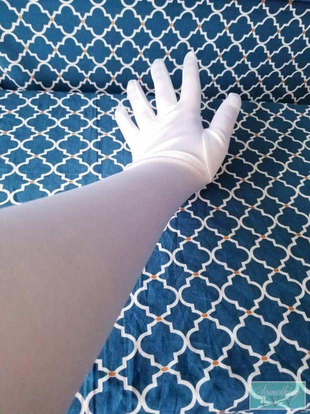 23" Long - White Opera Gloves Satin - Formal Wear Gloves - Costume Gloves - Bridal Satin Gloves - Debutante Gloves - Satin Gloves-Something Ivy