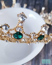 2.5" Green Emerald/Gold Baroque Crown 360 Circle Tiara-Something Ivy