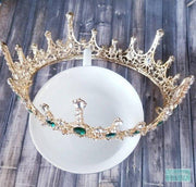 2.5" Green Emerald/Gold Baroque Crown 360 Circle Tiara-Something Ivy