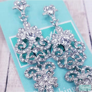 3" Crystal Drop Earrings - Silver Chandelier Earrings - Drop Silver Earrings - Formal Wear Earrings-Something Ivy