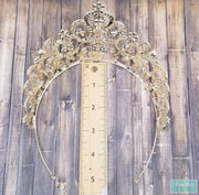 3" High Princess Light Gold Crown - Gold Quince Crown-Something Ivy