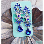3" - Royal Gold Blue Drop Earrings - Something Blue Chandelier Earrings-Something Ivy