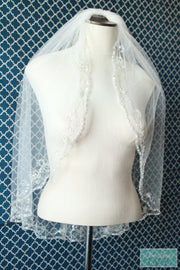 30" Inch - Embroidered Floral Design Beaded Veil-Something Ivy