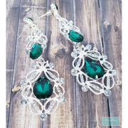 3.10" - Emerald Green Drop Earrings - Something Green Chandelier Earrings - Deep Green Chandelier Earrings-Something Ivy