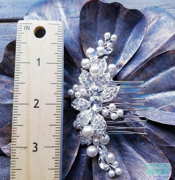 3.25" - Natural Pearl, Crystal & Rhinestone Comb-Something Ivy