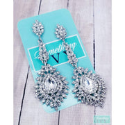 3.5" Crystal Drop Earrings - Silver Chandelier Earrings - Drop Silver Earrings - Crystal Earrings - Formal Wear Earrings-Something Ivy