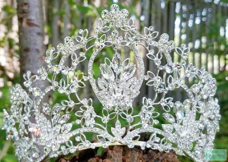 Bridal Headpiece, Silver Crown, Royal Princess Crown, Floral Pageant Crown Queen Silver Tiara, Princess Crown With Comb, Bridal  main image 4