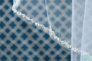 36" Inch Swarovski Crystals and Bugle Beads on Silver Edge - Beaded Cut Edge Veil-Something Ivy