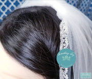38" - Bugle Beaded Edge Wedding Veil w/Silver Accents - Wedding Veils with silver beads-Something Ivy