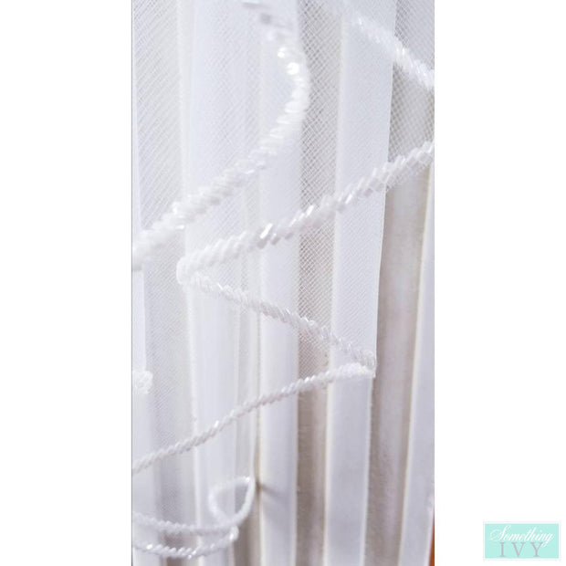38" Frost Beaded Edge Veil - Beaded Veils - Beaded Edge - Frosted White Beaded Edge - Opaque Beaded Veil-Something Ivy
