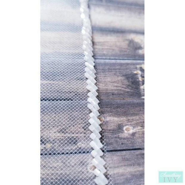 38" Frost Beaded Edge Veil - Beaded Veils - Beaded Edge - Frosted White Beaded Edge - Opaque Beaded Veil-Something Ivy