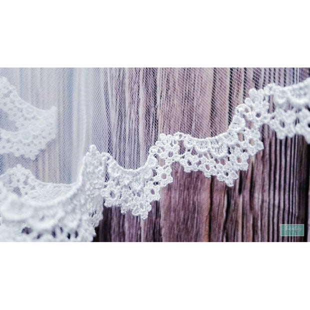 38" L - Venise Lace Fingertip Wedding Veil - Luxury soft Venise Lace Veil-Something Ivy