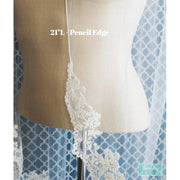 42" L - Alencon Beaded Lace Fingertip Wedding Veil-Something Ivy