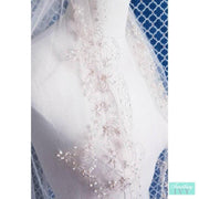 45"L - Embroidered Silver or Gold Thread Beaded Veil - Sequins/Pearls - Fingertip Length Silver Thread Veil-Something Ivy