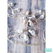 45"L - Embroidered Silver or Gold Thread Beaded Veil - Sequins/Pearls - Fingertip Length Silver Thread Veil-Something Ivy