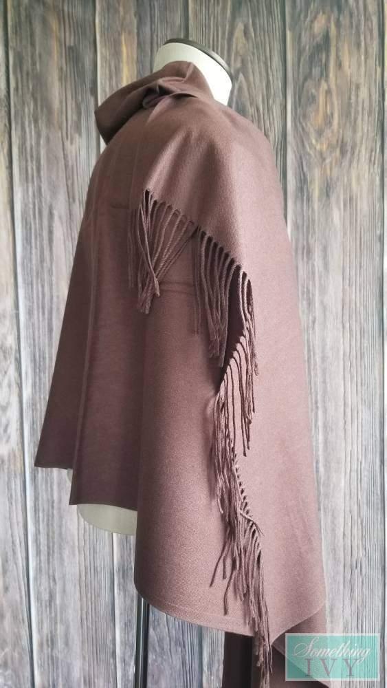 72"L- Brown Cashmere Feel - Plush Soft Chocolate Brown Scarf-Something Ivy