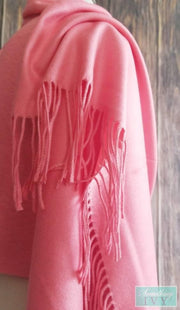 72"L- Cashmere Feel - Plush Soft Coral Scarf - Coral Wrap-Something Ivy