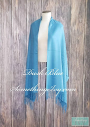 72"L- Dusk Blue Cashmere Feel - Plush Soft Navy Scarf - Dusk Blue Wrap -Blue Wedding Wraps-Something Ivy