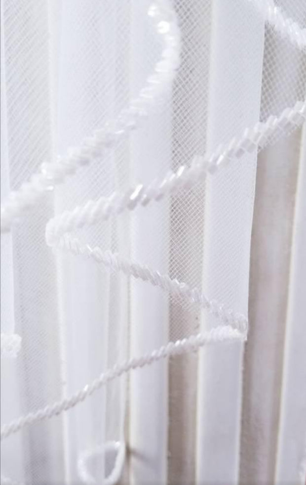 108x108" Frost Beaded Edge Veil - Beaded Veils - Beaded Edge - Frosted White Beaded Edge - Opaque Beaded Veil