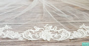 Baroque Cathedral Lace Veil with Sequin, Rhinestones Beads - Baroque Center Design Style-Something Ivy