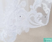 Baroque Lace Fingertip Wedding Veil with a Rolled Edge-Something Ivy