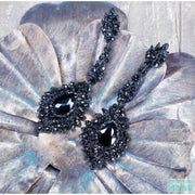 Black Drop Dangle Earrings - Black Chandelier Earrings - Black Rhinestone Earrings-Something Ivy