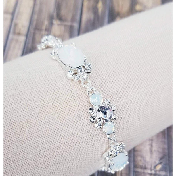 Blue White Opal Silver Bracelet-Something Ivy