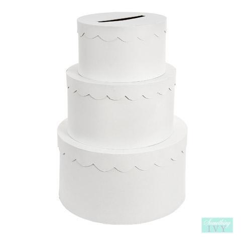 Card Box - Tiered Cake - White Paper Mache Item-Something Ivy