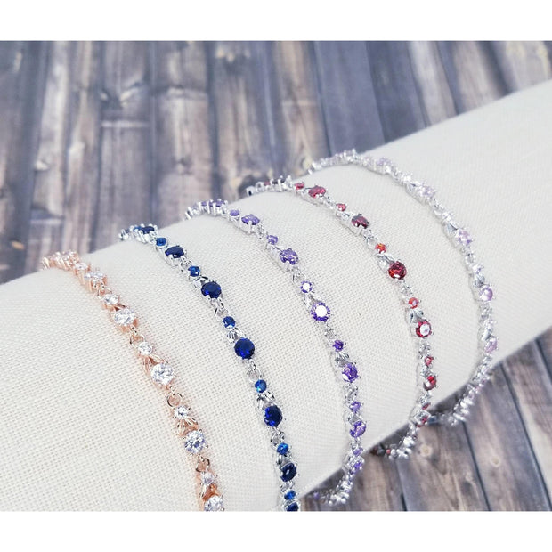 Choose Color - Crystal Bracelets - Rose Gold Bracelet - Sapphire Blue Bracelet - Silver Bracelets - Rose Gold Bracelet - Amethyst Bracelets-Something Ivy