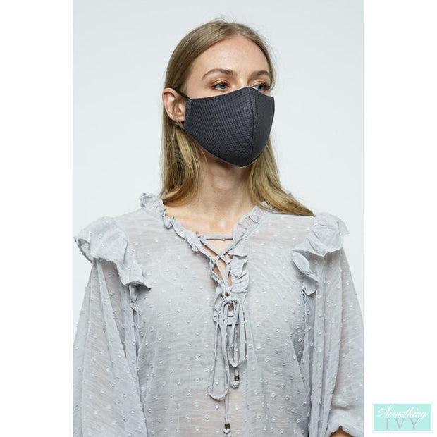 Cotton Reusable Mesh Face Mask with Adjustable Ear Loops w/ Filter Pocket-Something Ivy