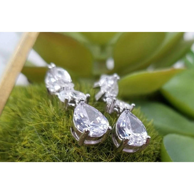 Crystal Drop Earrings - Silver Earrings - Drop Silver Earrings - Crystal Earrings - Formal Wear Earrings - Pierced-Something Ivy