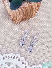 Crystal Drop Earrings - Silver Earrings - Drop Silver Earrings - Crystal Earrings - Formal Wear Earrings - Pierced-Something Ivy