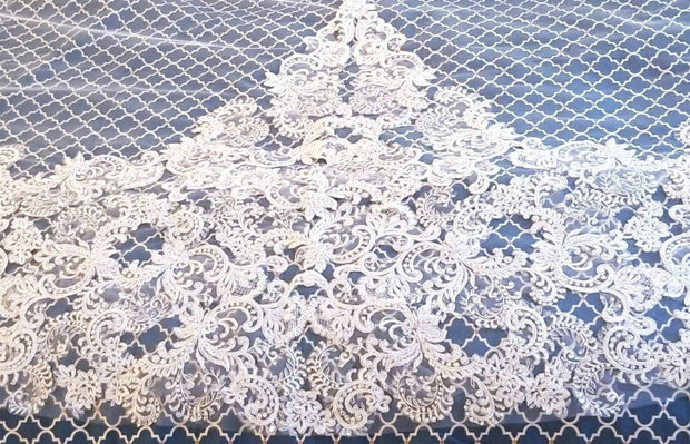 Crystal Heavy Beaded Lace Cathedral Wedding Veil - Over 2000 Crystals-Something Ivy