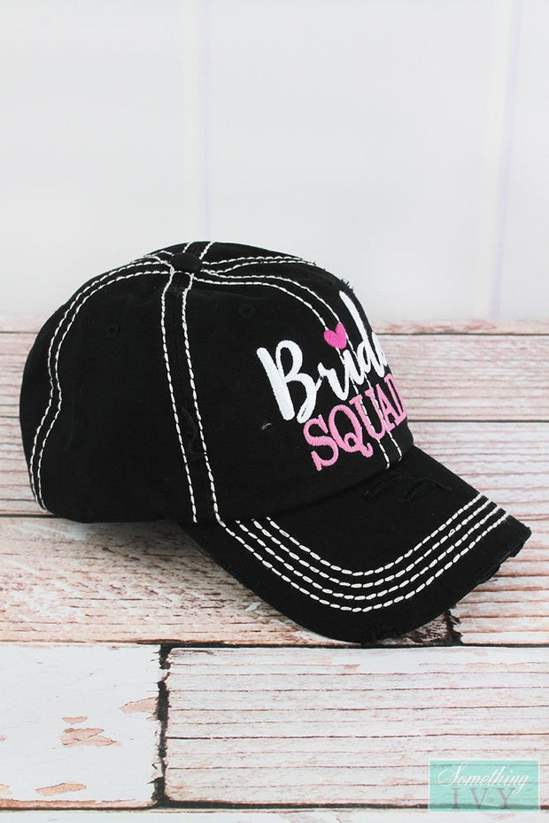 Distressed Black Bride Squad Graphic Hat-Something Ivy