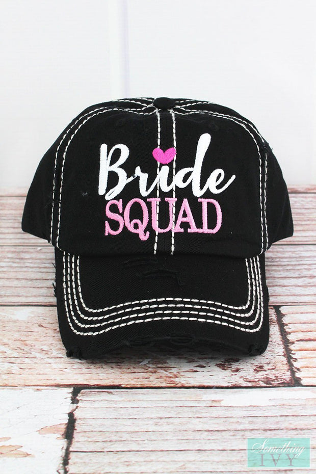 Distressed Black Bride Squad Graphic Hat-Something Ivy