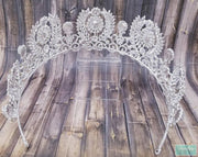 Duchess High Tiara - Large Center Rhinestone Tiara - Princess Queen Mary Crown-Something Ivy