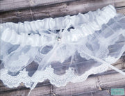 Fast Ship - Wedding Lace Sheer Garter with Lace Trim - Lace Garters - Wedding Lace Garters - Garters - Sheer Bridal Garter-Something Ivy
