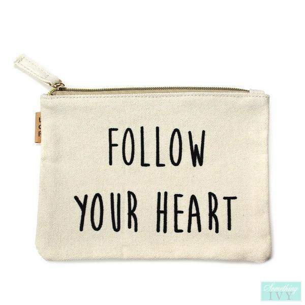 Follow Your Heart Bag Zippered Cotton Bag-Something Ivy