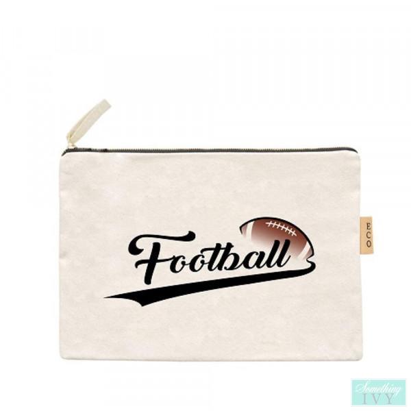 Football Zippered Cotton Canvas Bag-Something Ivy