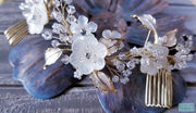 Frosted Flower Gold Crystal Comb-Something Ivy