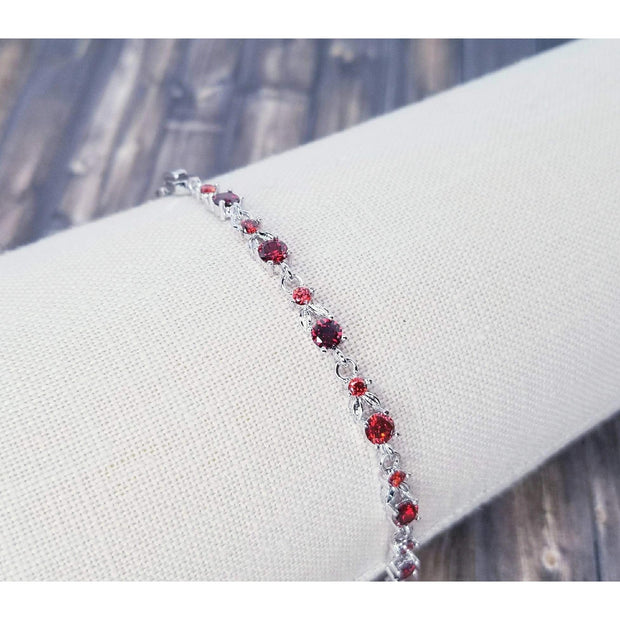 Garnet Red Crystal Bracelet, Red Bracelet, Maroon Bracelets, Ruby Red Bracelet, Cranberry Color Bracelet-Something Ivy
