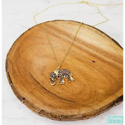 Gold Color Elephant Necklace with Elephant Charm - Strength and Resilience Necklace - Unisex-Something Ivy
